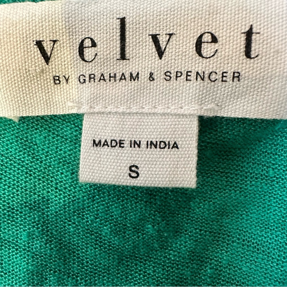 Velvet by Graham & Spencer Green and White Linen Midi Dress EUC - Picture 7 of 9